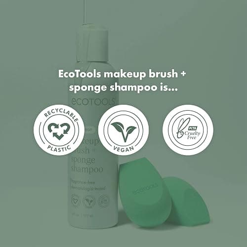 EcoTools Makeup Brush + Sponge Shampoo Cleanser, Deep Clean, Sulfate-Free, Fragrance-Free Brush Cleaner for Makeup Sponges & Tools, Vegan & Cruelty-Free, 8 fl. oz thumbnail 6