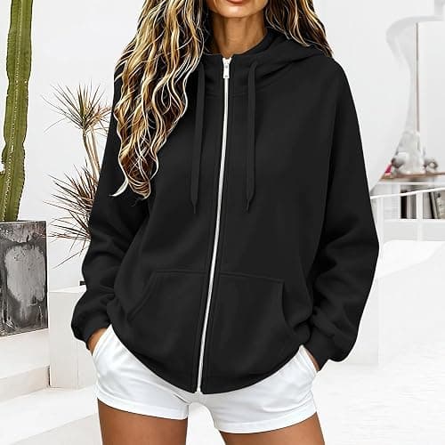 MKLUNJOP Zip Up Hoodie Women Casual Oversized Sweatshirt Lightweight Jacket | Womens Zip Up Hoodies Long Sleeve Y2K Hooded Sweatshirt Women Fashion Zipper Fall Light Jackets With Pocket thumbnail 2