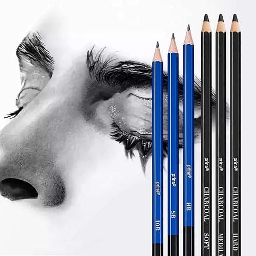 Prina 50 Pack Drawing Set Sketch Kit, Sketching Supplies with 3-Color Sketchbook, Graphite, and Charcoal Pencils, Pro Art Drawing Kit for Artists Adults Teens Beginner Kid, Ideal for Shading, Blending thumbnail 5