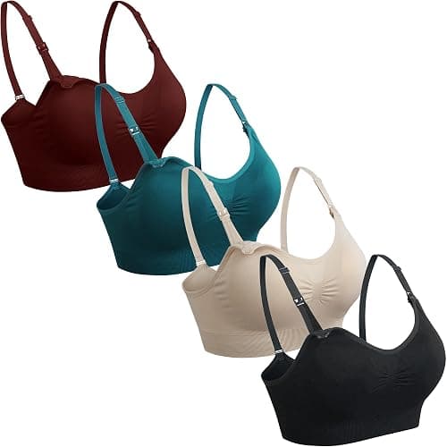 GXXGE 4Pack Nursing Bra for Breastfeeding Maternity Bras Push Up Silk Seamless Pregnancy Bralette Underwear - Image 1