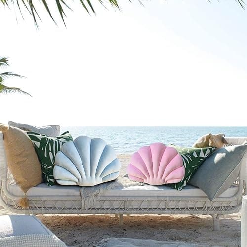 YRXRUS Peach Pink Seashell Pillow, Patio Accent Ocean Series, Ultra Soft Velvet Cushion for Bed, Living, Kids Room 3D Insert 14X11 Inch thumbnail 8
