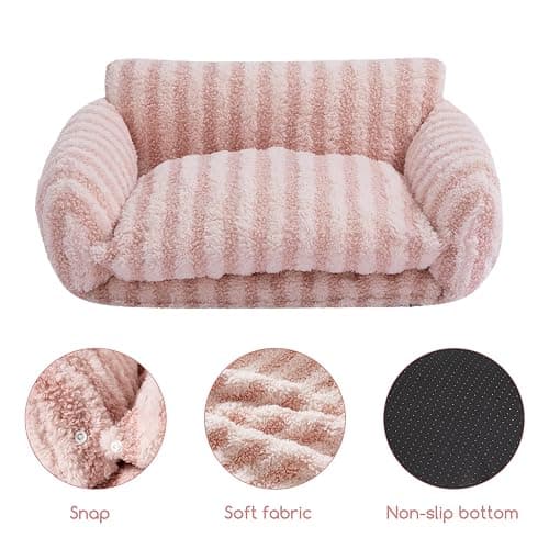 Hollypet Cat Bed Fluffy Plush Mutifuctional Double-Layer Soft Pet Couch Orthopedic Sofa Nest Beds for Small Cats and Dogs, Pink (21x15x8 inch) thumbnail 5