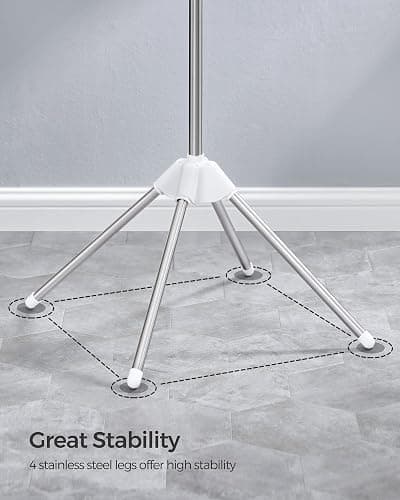 SONGMICS Clothes Drying Rack, 59-Inch Folding Laundry Drying Rack with 3 Rotatable Arms for Hangers, 4 Legs, Stainless Steel, for 27 Pieces of Clothes, White and Silver ULLR510W01 thumbnail 7