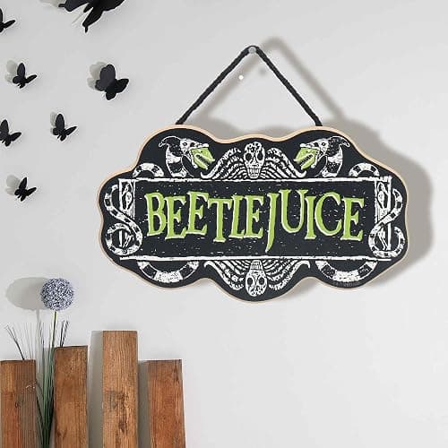 Beetlejuice Hanging Wood Wall Decor - Iconic Beetlejuice Sign for Halloween Decor thumbnail 2