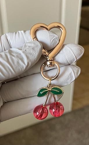 Agromusk Cute Cherry Keychain,Kawaii Cherry Bag Purse Charms for Women Car Keys Decor Gifts Stuff Accessories thumbnail 9