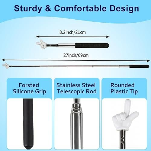 6PCS Pointer Finger Stick, Extendable Finger Pointer Stick, Teacher Pointer | For Classroom, Whiteboard & Blackboard Presentations, Essential Teaching Supplies for Teachers, Retractable, Colorful thumbnail 2