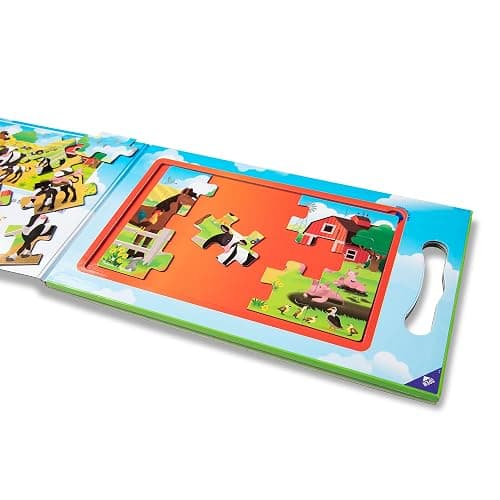 Melissa & Doug Take-Along Magnetic Jigsaw Puzzle Set – On the Farm (2 x 15 Piece) Travel Activity Toy for Preschoolers and Kids Ages 3+ - FSC Certified thumbnail 5