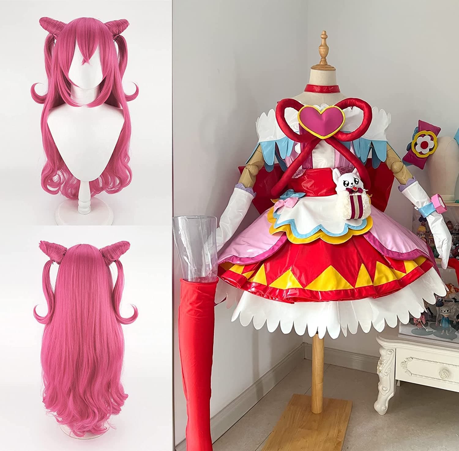 [2200] Delicious Party Pretty Cure "Cure Spicy Yui Kazumi / Cure Precious Role Cosplay Costume + Wig "Shoes Sold Separately" - Image 1