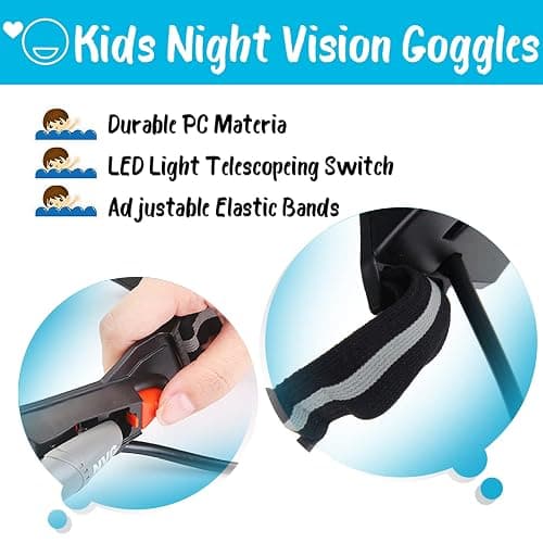 AGM Kids Night Vision Goggles, Adjustable Spy Gear Night Mission Goggles with Flip-Out Lights Green Lens thumbnail 5