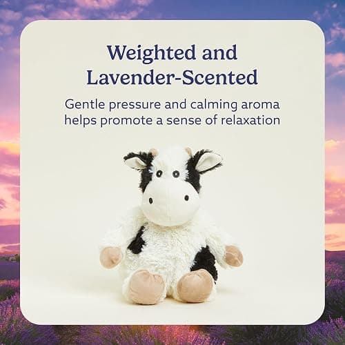 warmies Microwavable & Weighted Stuffed Animals, Black & White Cow - Heated Stuffed Animal Plushie for Warmth & Comfort - Cute Soft Plush Toys for Boys, Girls, Babies & Toddlers thumbnail 3