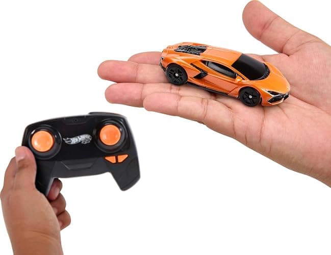 Hot Wheels RC Toy Car, Remote-Control Lamborghini Revuelto in 1:64 Scale, Recharge with USB Cable, Races & Stunts On- and Off-Track with Turbo Boost thumbnail 4
