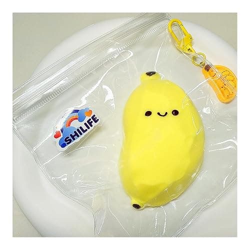 Taba Squishy,Stress Ball, Kawaii Squishies Silica Gel Toys,Stress Relieving Fur Ball OPP Packaging Gifts|Squishy Fidget Toys for Anxiety&Relaxation|Perfect Desk Accessory for Adults (Banana) thumbnail 3