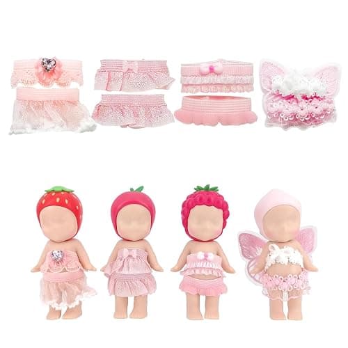 4 Sets Doll Clothes for Sonny Angel, fit for 3 Inch Collectible Dolls for Adult Collectors, Includes Tops and Skirts for Display and Decoration (Cherry Blossom Angel Style) - Image 1