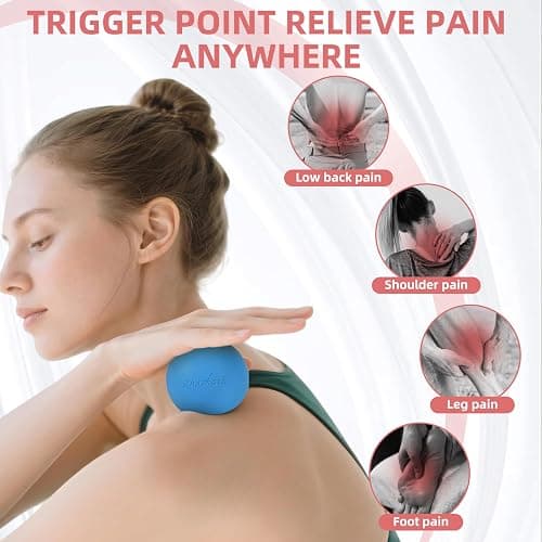 Massage Lacrosse Balls 2 Pack, Rubber Trigger Point Therapy Balls for Deep Tissue Myofascial Release, Plantar Fasciitis & Muscle Soreness Relief, Portable Pain Relief Tool (Purple and Blue) thumbnail 3