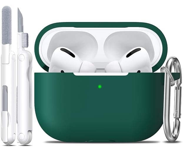 R-fun for AirPods Pro 2nd/1st Generation Case with Cleaner Kit,Soft Silicone Protective Case Cover for Apple AirPod Pro 2/1 for Women Men,AirPods Pro Case Accessories with Keychain,Forest Green - Image 1