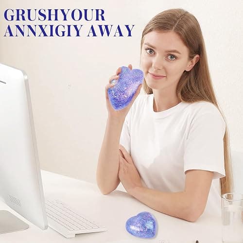 Heart Sugar Ball Stress Balls for Adults (Purple), Malt Sugar Ball Sensory Fidget Toys for Kids, Slow-Rise Squishy Sugar Stress Ball, Heart Shape Squeeze Toys for Stress Relief thumbnail 5