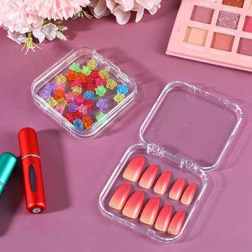 Clear Nail Storage Box Set, 6PCS Press on Nail Organizer with 30PCS Double-Sided Tape, Transparent Acrylic Nail Display Case for Nail Art, Home Salon Use thumbnail 4