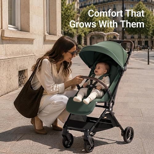 Mamazing Ultra Air Lightweight Baby Travel Stroller with Carbon Fiber Frame | Compact & Airplane-Friendly, One-Handed Fold, 11.6 lbs, UPF50+ Canopy, Under-Seat Basket, Organizer & Cushion Included, Khaki thumbnail 9