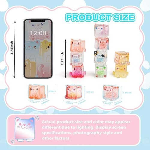 LUCKJOY Square Cat Series Blind Pack (5PCs in one Bag) Random Design Cat Blind Box Figures Collectible Toys Cute Mystery Box Home Decorations Holiday Birthday Gifts thumbnail 2