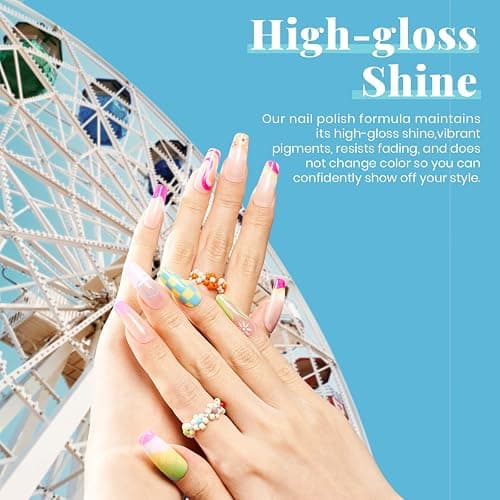 Beetles 23Pcs Gel Nail Polish Set with Base Gel Top Coat Summer Bright Colors, 2025 Summer Gel Polish Kit Blue Pink Purple Orange Green Glitter Soak Off Uv Led Nail Gel Trendy Rainbow Nail Art thumbnail 3