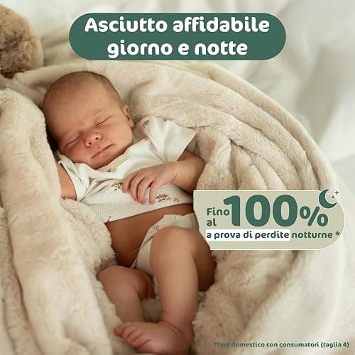 Naty BioEmbrace Pannolini Neonato | Certificati per pelle sensibile | Protezione anti-perdite fino al 100% | Morbidezza vegetale | Senza profumo & cloro | Taglia 2 (3–6 kg), 132 pz thumbnail 2