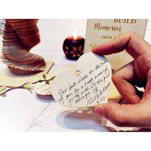 Wedding Guest Book Alternative Sign 72 Wood Hearts Guest Book Wedding Reception, Wedding Decorations Baby Shower 1st Birthday Party Decoration Baptism Rustic (Heart) thumbnail 3