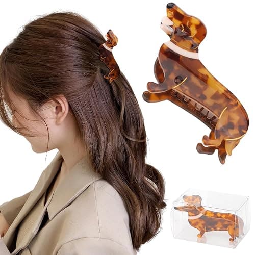 Hapdoo Dachshund Gifts for Women, Acetate Animal Dachshund Dog Hair Clips for Puppy Lovers Gifts, Cute Pet Hair Accessories Stocking Stuffers for Christmas, Birthday - Image 1