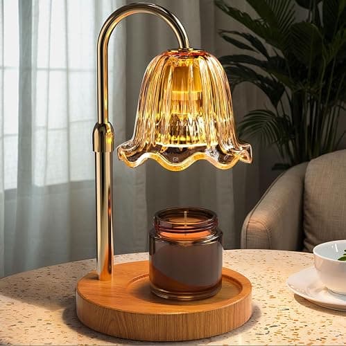 WarmEmbrace Candle Warmer Lamp with Timer Dimmable Light & Adjustable Height, Birthday Gifts for Women Mom Girl,House Warming Gift New Home Decor,Wax Melting Warmer for Jar Candles with 2 Bulbs/Gold - Image 1