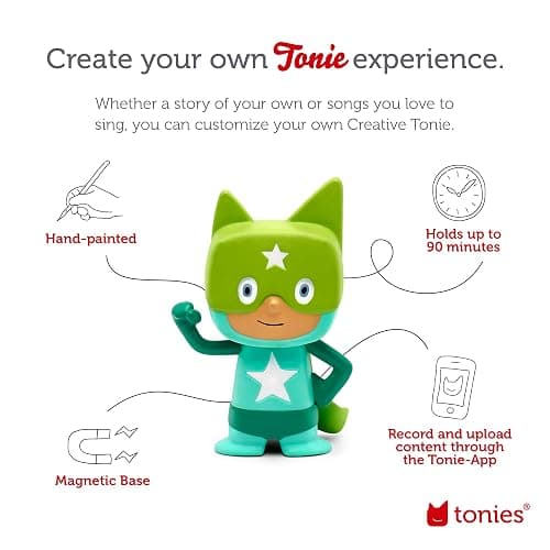 Tonies Superhero Creative Audio Character - Record and Upload up to 90 Minutes of Your Own Stories and Songs - Turquoise/Green - Turquoise/Green thumbnail 3