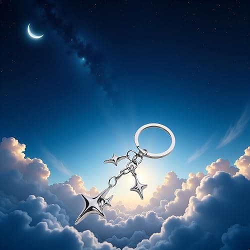1Pc Silver Cute Star Moon KeychainStainless Steel Key Ring Purse Handbag Backpack Bag Charms Car Holder Convenient to Carry Decoration Small in Size,Keyrings Aesthetic Accessories thumbnail 6
