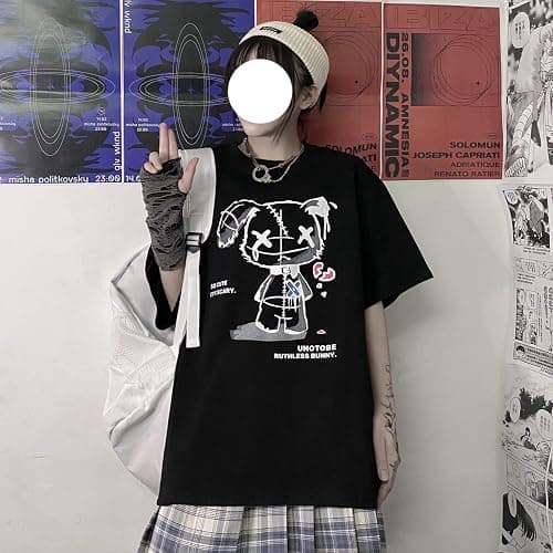 Women Grunge Gothic Bear Tops Print Harajuku Korean Clothes thumbnail 6