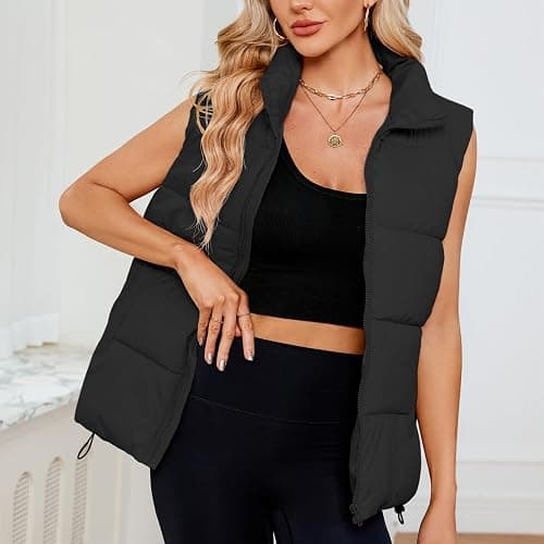 Century Star Puffer Vest for Women's Outerwear Vests Puffy Oversized 2024 Quilted Vest Tops Jackets Coat with Pockets thumbnail 2