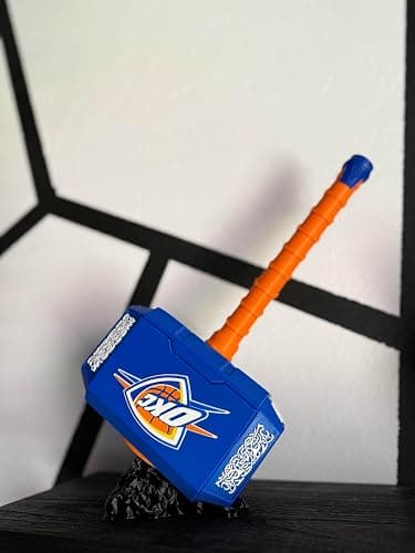 OKC Thunder Custom Thor Hammer, 12.5 Inch Sports Fan Decor with Display Base - Image 1