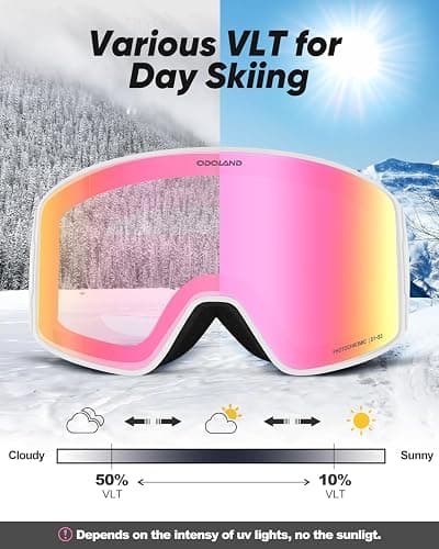 Odoland Photochromic Ski Goggles for Sunny and Cloudy Days, Anti-Fog OTG UV400 Protection Cylinder Snowboard Goggles for Adult Men Women Youth, Helmet Compatible for Skiing Snowboard thumbnail 3