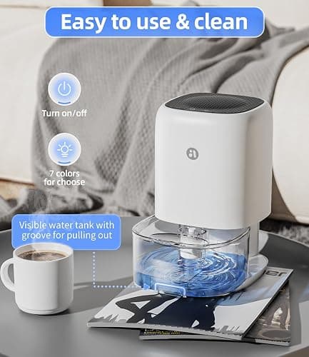 Dehumidifier, 35 OZ Small Dehumidifiers for Bedroom for Home, Quiet with Auto Shut Off, Dehumidifiers for Bedroom (280 sq. ft), Bathroom, RV, Closet, White thumbnail 6