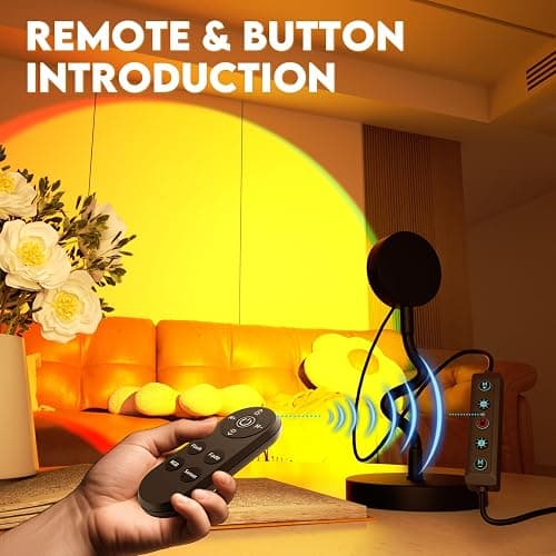 Sunset Lamp Projector with APP Control, Remote Control and Button Switch, Multicolor Changing LED Projection Lamp 360 Degree Rotation Sunlight for Bedroom/Photography/Party/Tiktok Live/Room Decor thumbnail 3