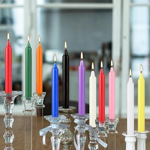 YOROXRG 40 Pack Spell Chime Candles-4 Inch Multi-Colored Taper Candles Sticks-for Home Decor Kitchen Decor Wedding Decoration-10 Colours thumbnail 4