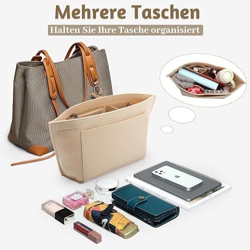 Taschen Organizer für Longchamp L,Organizer für Longchamp Tasche,Handtaschen Organi-zer,Filz Taschenorganizer mit mehreren Taschen,Folding Tote Bag Organi-zerfor Insert Wallet Organi-zer (Beige, L) thumbnail 4