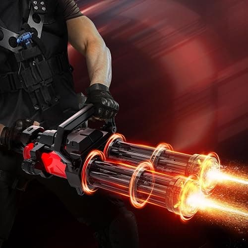 Gatling Electric Water Gun for Adults & Kids, Dual-Barrel, Up to 49FT Most Powerful Automatic Squirt Gun with LED Water-Sensor, Large Water Tank & Battery, Outdoor Pool Toy, Summer Toys for Parties thumbnail 6