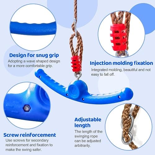 Ninja Swing-Twister 360° Spin Handle: Kids Slackline Accessories & Swing Attachment - Activate Ninja Powers with Epic Twist-Spin Flips! (Blue - Backyard/Playground Hang Toy) thumbnail 4