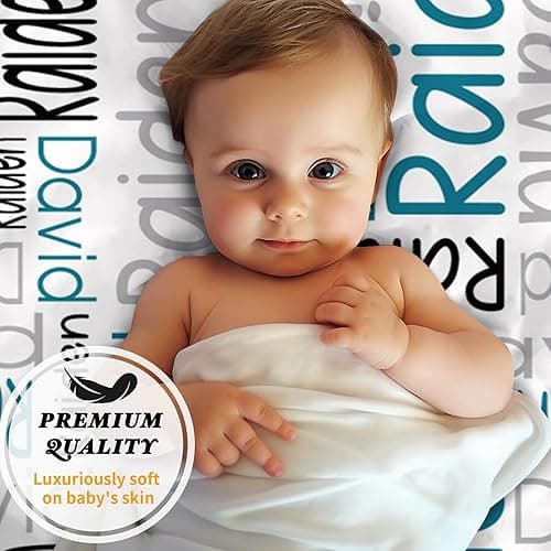 Duckbe Custom Crib Sheets for Boys - Fitted Crib Sheet for Standard Crib & Toddler Bed Mattress (52"x28"), Personalized Baby Gift for Boys, White Letter(52"x28"x9.8") thumbnail 4