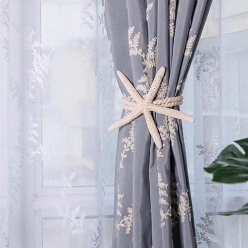 2 Pcs Natural Starfish Curtain Tiebacks, Handmade Woven Rope Curtain Curtain Ties Blinds Accessories for Outdoor, Home, Office, Hotel, Living Room Curtain Decoration thumbnail 7
