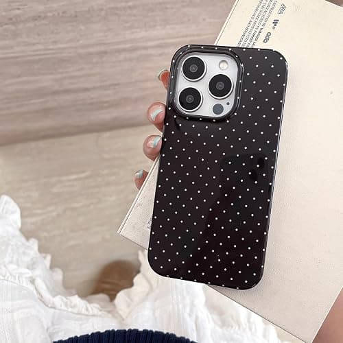 Reoomukk Aesthetic Polka Dot Retro Phone Case for iPhone 16 6.1",Vintage Trendy Unique Simple Pattern Design Elegant Chic Pretty Stylish Protective Girls Women Cases for i16 Black thumbnail 3
