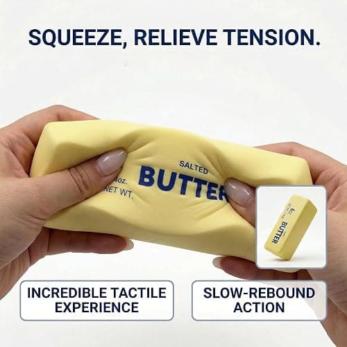 Slow Rising Butter Squishy, Realistic Butter Stick Stress Relief Ball for Adults and Teens, Cute Sensory Fidget Gadget, Soft Anxiety Relief with Wet Rebound, Squeeze & Squish Stress Reliever (Yellow) thumbnail 4