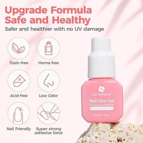 Gel Nail Glue for Press on Nails: No U V Lamp Need, Upgraded Air Fast-curing Super Strong Glue Gel Travel-Size 5ml for Nail Tips Fake Nails & Acrylic Long Lasting 3PCS thumbnail 4