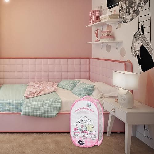 Cute Mesh Popup Laundry Hamper with Carry Handles, Large Capacity Foldable Lightweight Dirty Clothes Basket for Girls Room, Dorm | Travel & Camping thumbnail 4