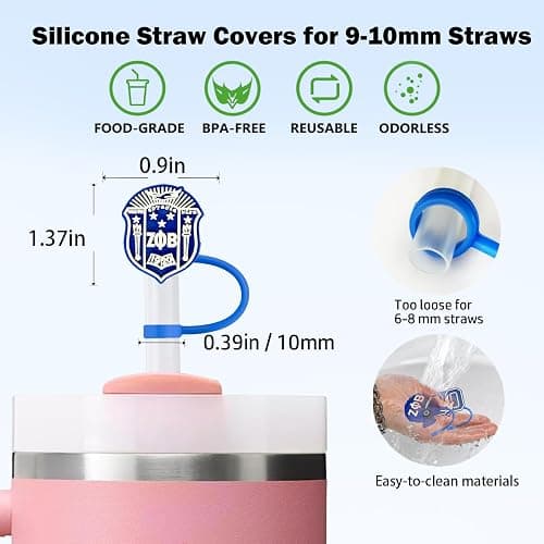 LUHOHI 8PCS ZPB Sorority Accessories for Stanley Cup, 6pcs Silicone Straw Cover Toppers Royal-Blue 10mm With 2PCS Cup Charms for Yeti Tumblers Water Bottle 30&40 Oz Keychain Cute ZPB Theme Gifts thumbnail 6