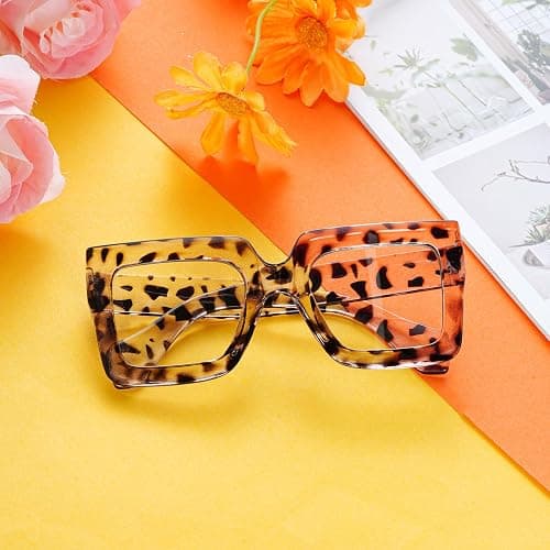 hoyuwak Oversized Square Blue Light Glasses Big Frame Computer Eyewear Thick Fashion Clear Glasses for Women Fashion thumbnail 4