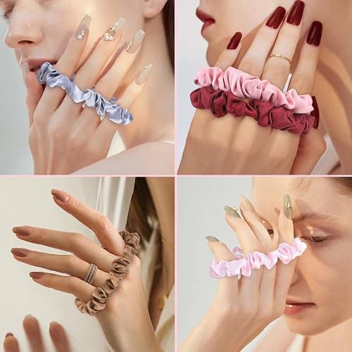 KECUCO 30Pcs Small Silk Satin Hair Scrunchies, Hair Ties for Women Girls Hair Accessories Gift (Multicolor A) thumbnail 6