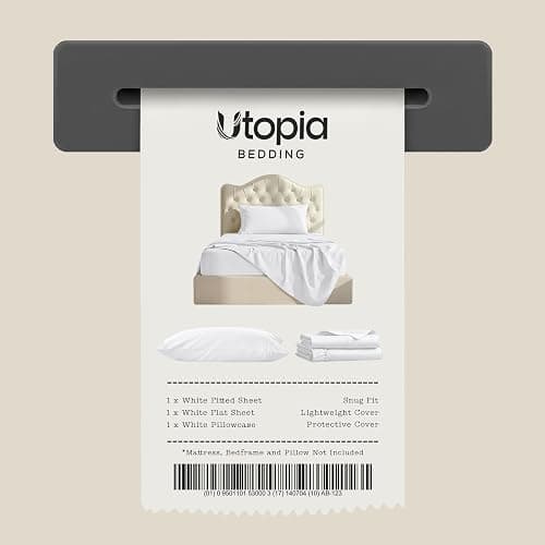 Twin Sheets Set, 3 Pieces 16" Deep Pocket Hotel Luxury Bed Sheets, White | Extra Soft Bedsheet Set, Comfy & Breathable Cooling Sheets, Wrinkle & Fade Resistant, Fitted Sheet, Flat Sheet, 1 Pillowcase thumbnail 7